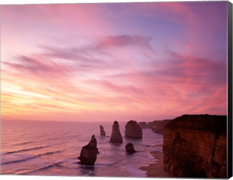 Framed High angle view of rock formations, Twelve Apostles, Port Campbell National Park, Australia Print