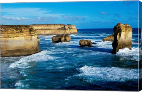 Framed Rock formations on the coast, Port Campbell National Park, Victoria, Australia Print