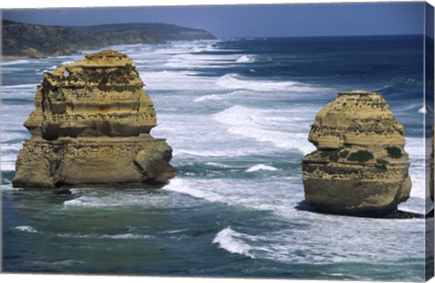 Framed Sea stacks at the Port Campbell National Park, Victoria, Australia Print