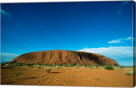 Framed Rock formation on a landscape, Ayers Rock, Uluru-Kata Tjuta National Park, Northern Territory, Australia Print