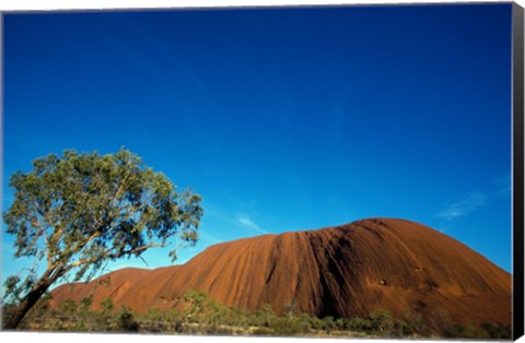 Framed Rock formation on a landscape, Ayers Rock, Uluru-Kata Tjuta National Park, Northern Territory, Australia Print