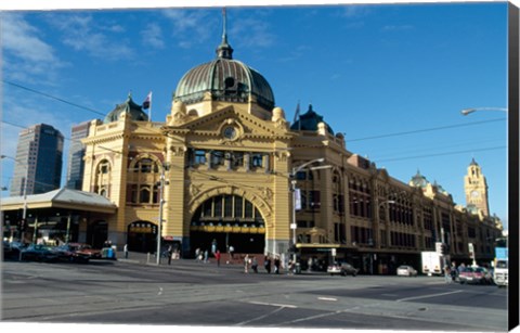 Framed Facade of a railroad station, Flinders Street Station, Melbourne, Victoria, Australia Print