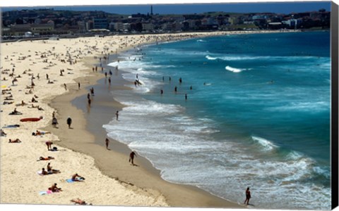 Framed High angle view of tourists on the beach, Sydney, New South Wales, Australia Print