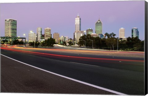 Framed Streaks of light on a road, Perth, Australia Print