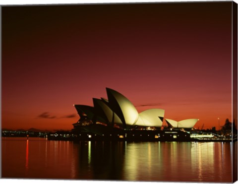 Framed Opera house lit up at night, Sydney Opera House, Sydney, Australia Print