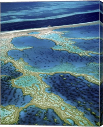 Framed Aerial view of a coastline, Great Barrier Reef, Australia Print