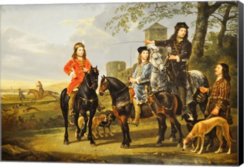 Framed Aelbert Cuyp, Starting For  the Hunt Crop Print