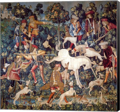 Framed Hunt of the Unicorn Tapestry Print