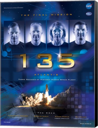 Framed NASA STS-135 Official Mission Poster Print