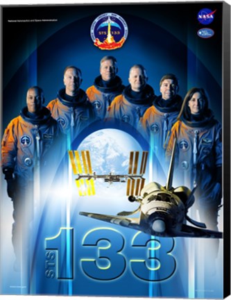 Framed STS 133 Mission Poster Print