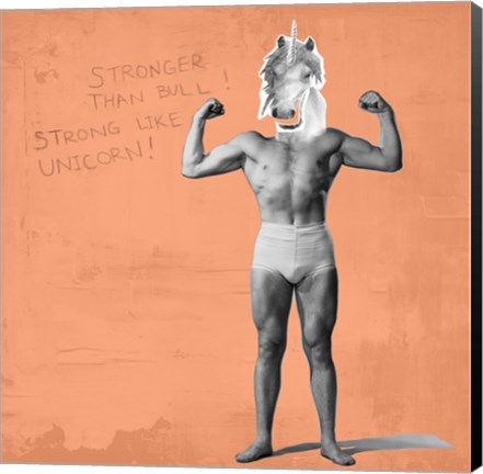 Framed Muscle Man Unicorn Print