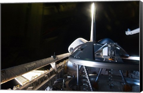Framed STS 135 Atlantis Payload Bay &amp; Docking Mechanism Print