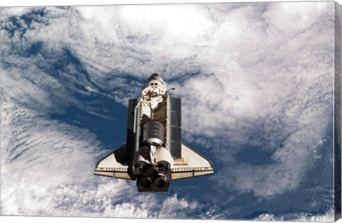 Framed STS-135 Atlantis during the Rendezvous Pitch Maneuver Print