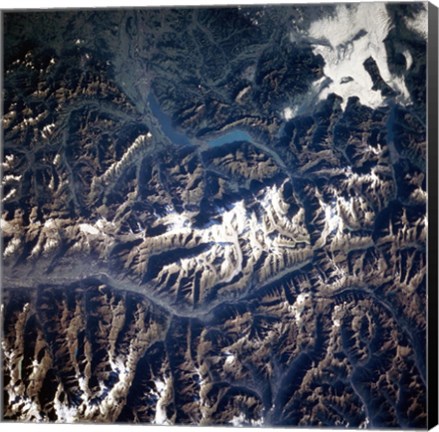 Framed Swiss alps from space taken by Atlantis Print