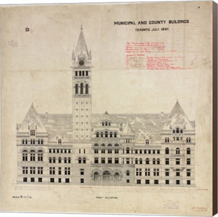 Framed Municipal and County Buildings Toronto July 1887 Print