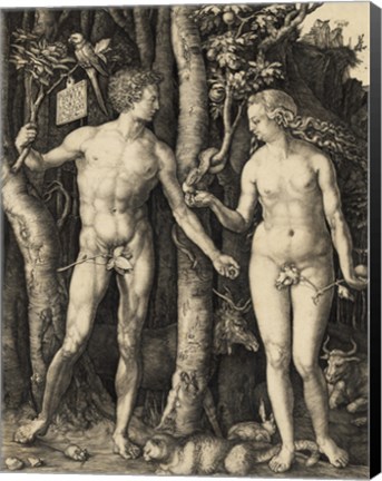 Framed Adam and Eve in the garden Print