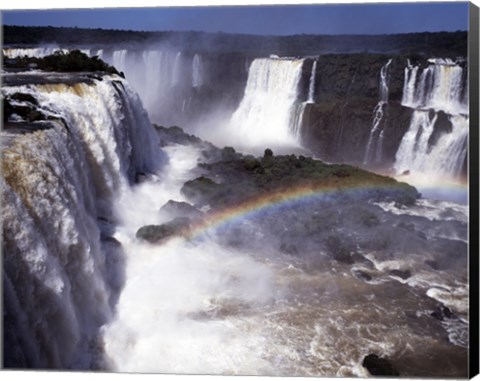 Framed Rainbow over a waterfall, Devil&#39;s Throat, Iguacu Falls, Iguacu River, Parana, Brazil Print