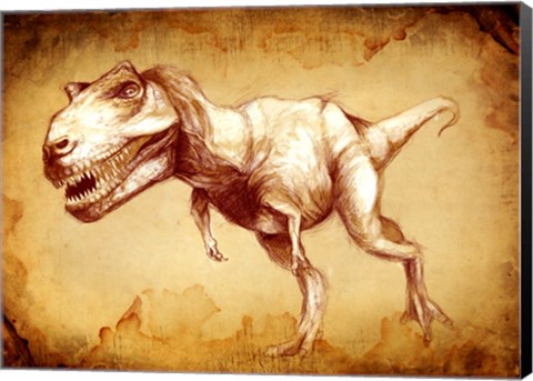 Framed T Rex Sketch Print