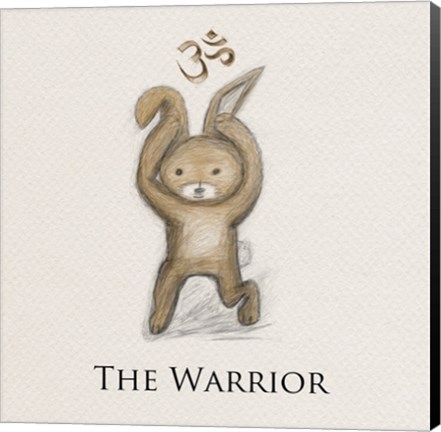 Framed Bunny Yoga,The Warrior Pose Print