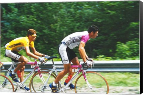 Framed Jan Ullrich and Udo Bolts crossing the Vosges mountains together in the 1997 Tour de France Print