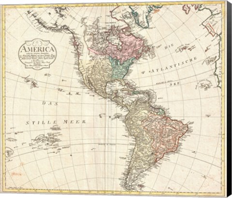 Framed 1795 D&#39;Anville Wall Map of South America Print