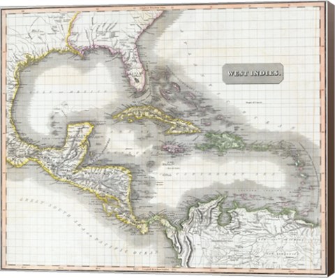 Framed 1807 Cary Map of South America Print