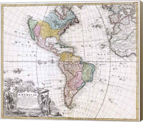 Framed 1846 Homann Heirs Map of North America Print