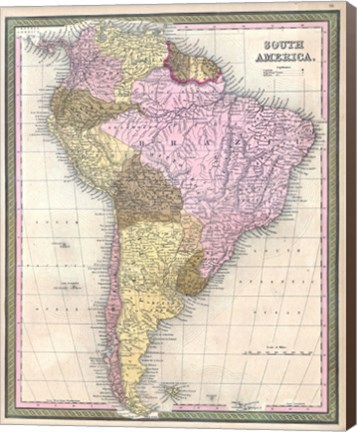 Framed 1850 Mitchell Map of South America - Geographicus Print