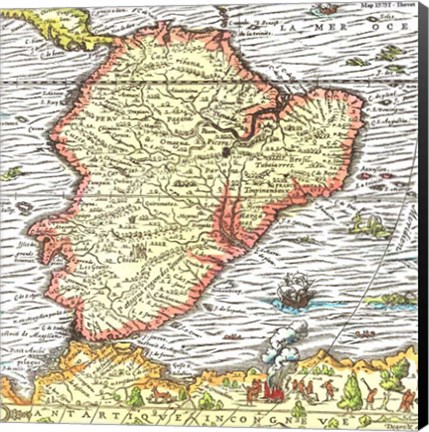 Framed Map of South America 1575 Print