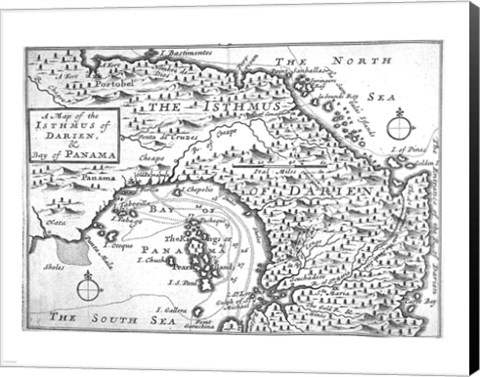 Framed Map of the Isthmus of Darien and Panama Print