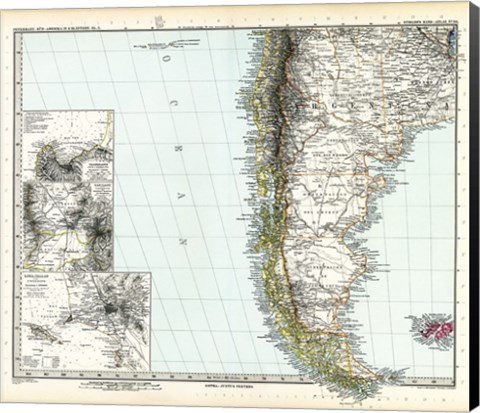 Framed Stielers Hand atlas 1891 Print