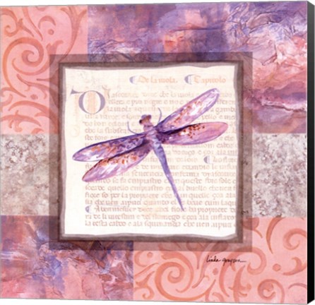Framed Collaged Dragonflies III Print