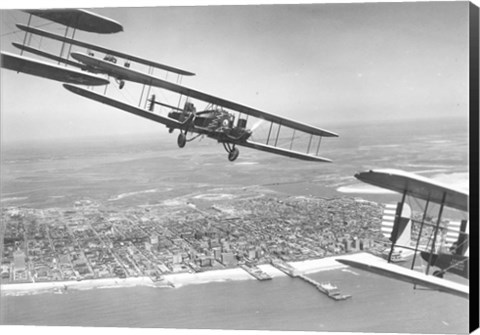 Framed U.S. Army Air Corps Curtiss B-2 Condor bombers flying over Atlantic City Print