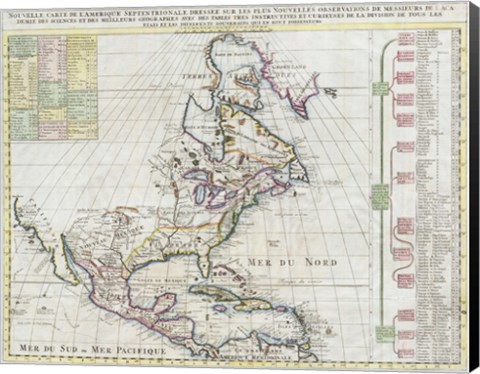 Framed 1720 Chatelain Map of North America Print