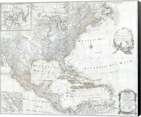 Framed 1788 Schraembl - Pownall Map of North America the West Indies Print