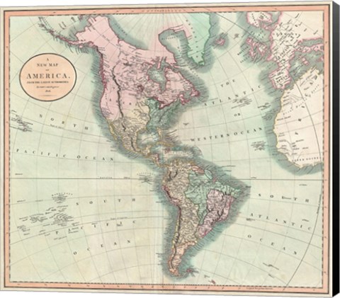 Framed 1806 Cary Map of the Western Hemisphere Print