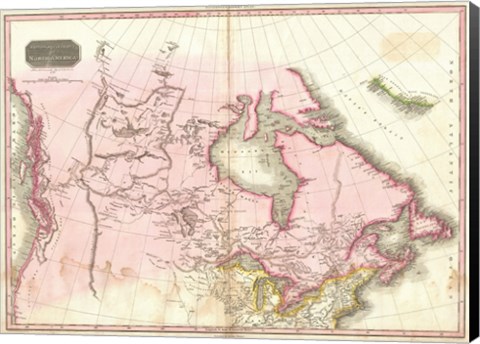 Framed 1818 Pinkerton Map of British North America Print