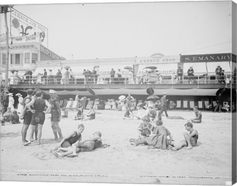 Framed Boardwalk from the beach, Atlantic City, NJ Print