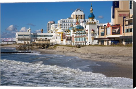 Framed Boardwalk Casinos, Atlantic City, New Jersey, USA Print