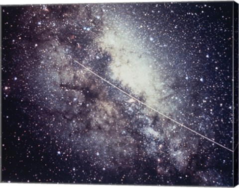 Framed Echo Satellite Trail  In Milky Way Print