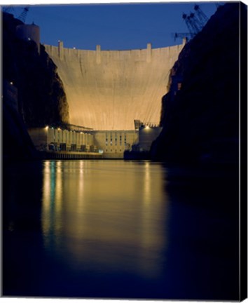 Framed Hoover Dam at night Print