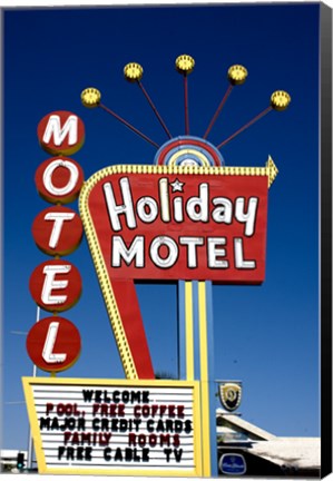 Framed Holiday Motel Sign, Las Vegas, Nevada Print