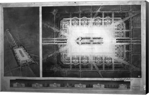 Framed Proposed drawing for Independence Square, Washington Memorial II Print