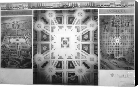 Framed Proposed drawing for Independence Square, Washington Memorial III Print