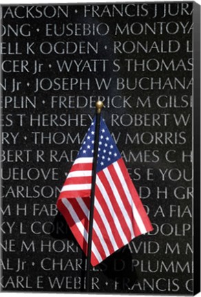 Framed American flag at Vietnam Veterans Memorial Print