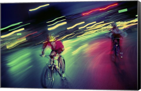 Framed Young man riding a bicycle Print