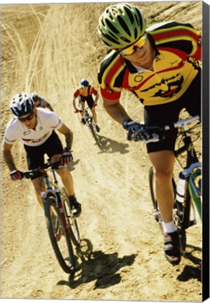 Framed Group of people riding bicycles in a race Print