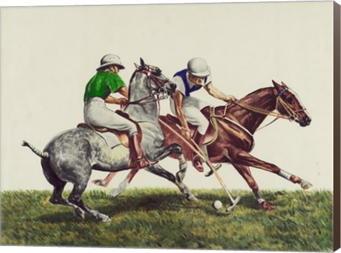 Framed Polo - two horses Print