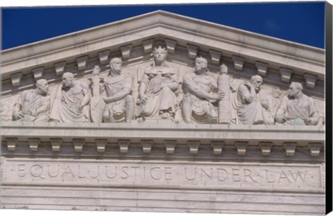 Framed Pedimental frieze on the U.S. Supreme Court building, Washington, D.C., USA Print