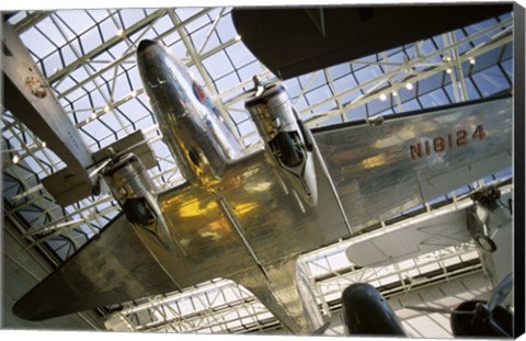 Framed Low angle view of an aircraft displayed in a museum, National Air and Space Museum, Washington DC, USA Print